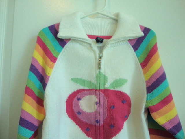 Baby Gap Strawberry Rainbow Cardigan Sweater Girl Size 5 5T 5 years NWT - Spring