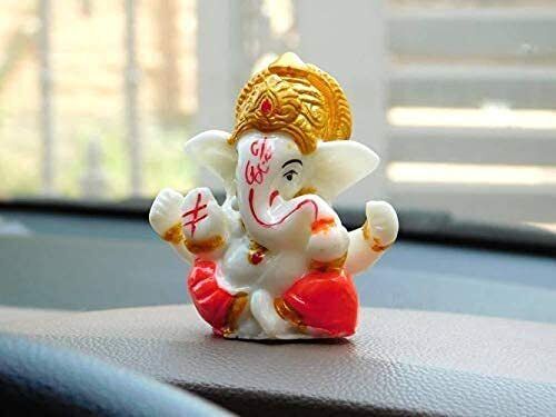 Ganesh Idol for Car Dashboard - Hindu Ganesha Statue Elephant God- Ganpati Lord