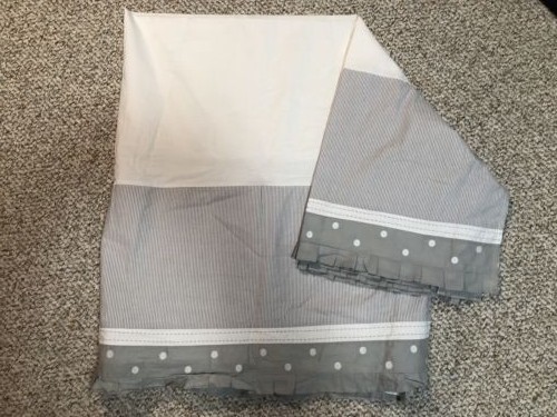 Pottery Barn Kids crib dust ruffle grey/white stripe/polka dot-Organic cotton