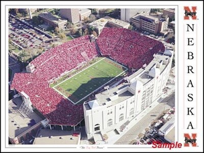 NEBRASKA CORNHUSKERS FOOTBALL BIG RED HOUSE STADIUM AERIAL PRINT