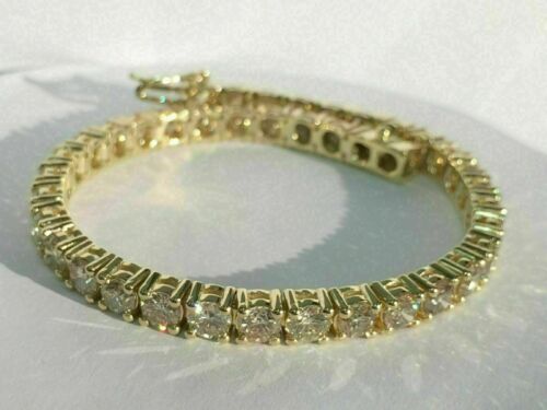 7 Ct Round Simulated Diamond 14k Yellow Gold Plated Tennis Bracelet Jewelry Gift