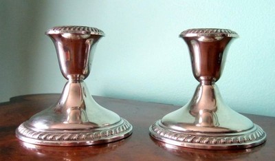 American Pair of Vintage Art Deco Sterling Silver Candle Holders by Alvin
