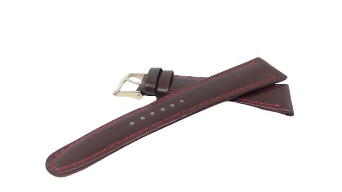 Bracelet montre modèle chrono marron couture rouge - Disponible de 18 à 28mm