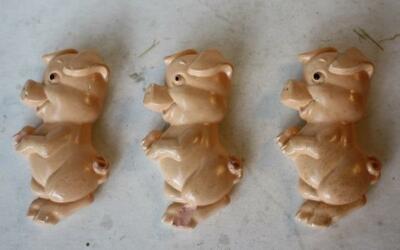 Pig Figurines Set of 3 Pigs Cartoon Comic Style Chalkware Playful Poses Adorable