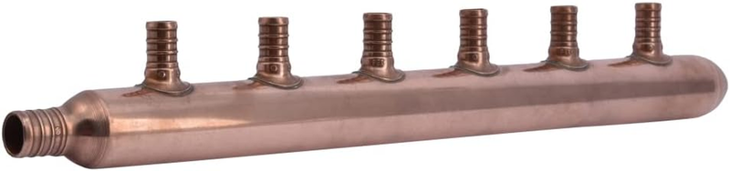 6 Port Closed Crimp Copper Multi-Port Tee, Plumbing Fittings, PEX Pipe, PE-RT, 2