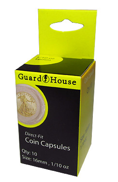 Guardhouse Direct-Fit Coin Capsules - 1/10 oz Gold Eagle 16.5mm - 10 Pack