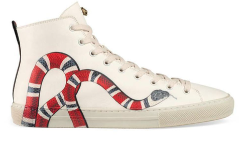 Gucci Men's Major Snake Print Leather High Top Sneakers in