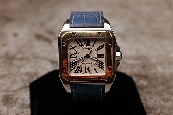Cartier Santos 100- TwoTone White Dial  Men's 38mm Watch