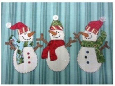  Snowman Trio Applique Pattern by Quilt Doodle Designs