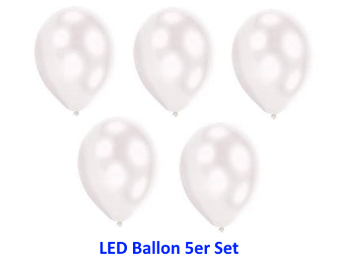 5 LED Ballons 27,5 cm weiß Party Feier Geburtstag Garten Grillabend
