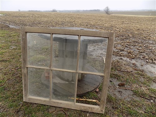 Old Wood Window Frame 6 Panes Rustic Shabby Chic Cottage Decor 31x28.25 gg