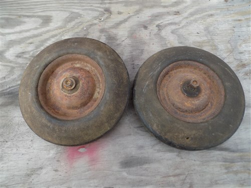 4 Vintage Metal Baby Buggy Wheels Pedal Car Garden Cart Pumpkin Wagon a29