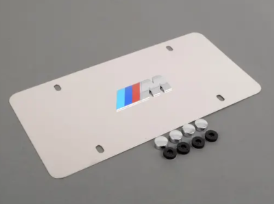 BMW OEM M Logo Polished Stainless Steel Marque Plate w/Hider Caps  