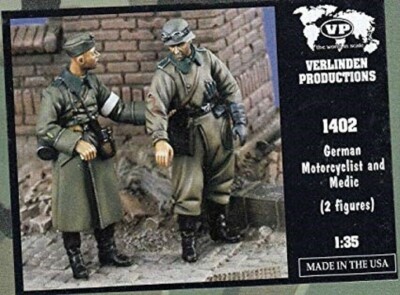 Verlinden 1402 German WWII Wounded Motorcyclist Medic Figures Set 1:35 MIB