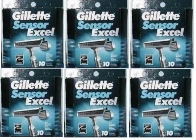 60 Gillette Sensor Excel Cartridges Razor blades Shaver 5 10 Fits Sensor3 USA