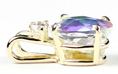 Pre-owned Handmade In The Usa 10x8mm, Mercury Mist Topaz 14k Yellow Gold Ladies Pendant - Handmade • P020 In Multicolor