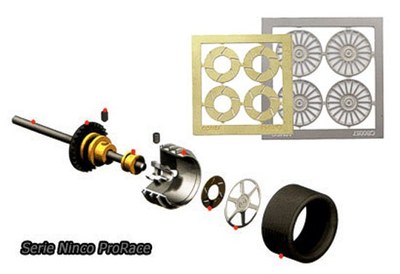 Ninco enjoliveurs et disques Motorsport T17 slot ProRace 80732 modélisme