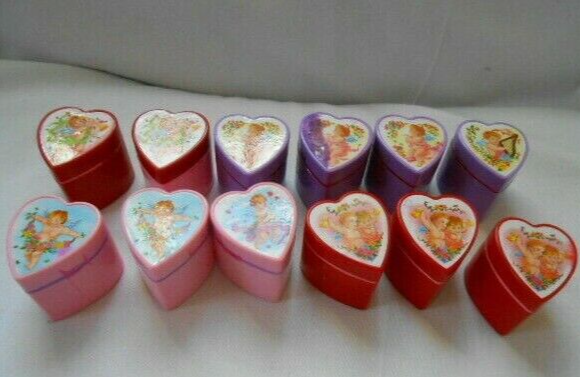 Lot of 12 VINTAGE Victorian Cupid Valentine Heart Shaped Rubber Stamps - RARE