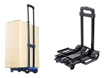 Portable Folding Luggage Cart Heavy Duty Two-wheel Trolley For Home Travel Shop