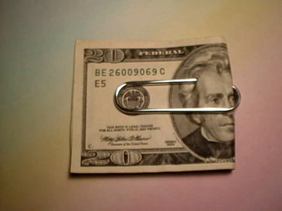 Money Clip Sterling Silver .925 pure, Paper Clip Style Money Clip