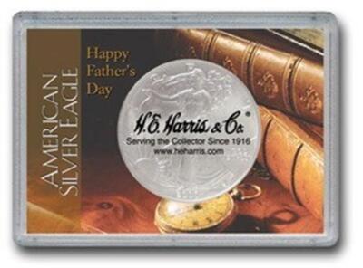 American Silver Eagle Frosty Case -Happy Fathers Day Gift 2x3 Coin Snaplock Case