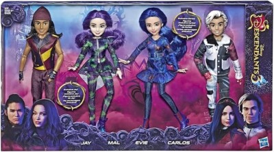 Disney Descendants Doll Set Jay Evie Mal Carlos 4-Pack Bundle Exclusive