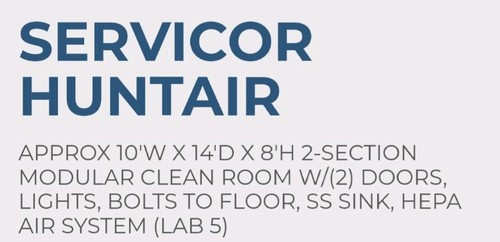 2016 Servacor Huntair 10 x 14' Clean Room Pharmaceutical Biomedical Electronics