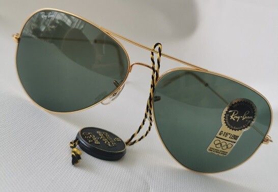 Pre-owned Ray Ban B&l Ray-ban Sunglasses Gold Aviator W0500 Authentic Old Stock 64 Mm Vintage In Gray