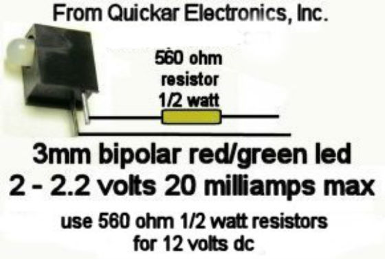 20 Nn3 SCALE SIMPLE 3MM DWARF RED / GREEN LED SIGNALS SYSTEM FOR DC