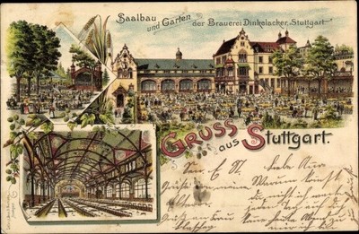 Litho Stuttgart in Baden Württemberg, Saalbau und Garten der... - 2253747