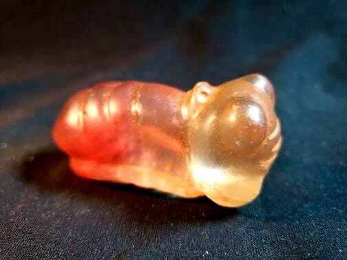 Antique Chinese Solid Glass Moth Cocoon Netsuke