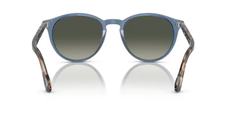 Pre-owned Persol 0po3152s 120271 Transparent Navy/greygradient Round 52mm Men's Sunglasses In Light Grey Gradient Dark Grey