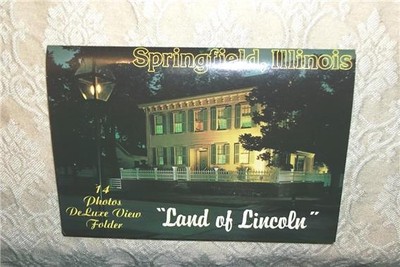 VINTAGE SPRINGFIELD ILLINOIS LAND OF LINCOLN POSTCARD BOOK SOUVENIR PHOTO FOLDER