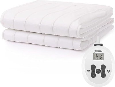 Sunbeam Restful Heated Mattress Pad 12 Heat Settings, Full White
