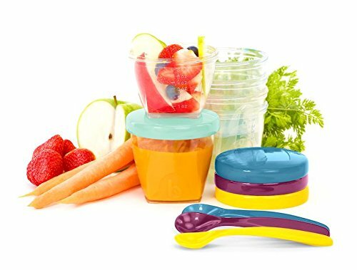 Pots De Conservation Hermetiques Et 3 Cuilleres Souples Alimentaire Repas Bebe 