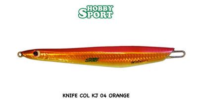 VERTICAL JIG KNIFE 80 GR COL. KJ04 ORANGE HOLO -PINK TRACK LINE PESCA RICCIOLA