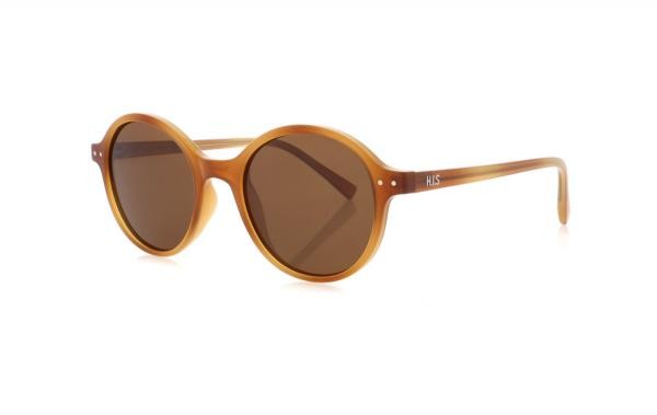HIS POL HPS18100 1 Herren Damen Sonnenbrille Kunststoff Rund Havanna