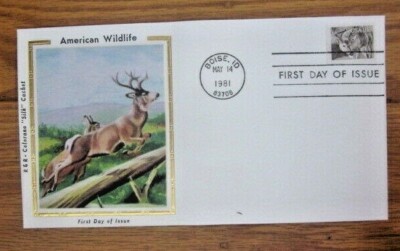 WHITE-TAILED DEER WILDLIFE 1981 COLORANO SILK  CACHET FDC VF UNADDRESSED
