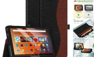  Folio Case for All-New Amazon Fire HD 10 and 10 Plus Tablet Dual Color