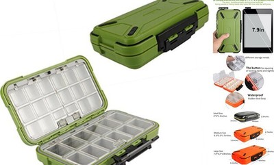  Waterproof//2-sided//Fishing-Lure-Boxes-Bait,Small-Case, Mini-Box Large/Green