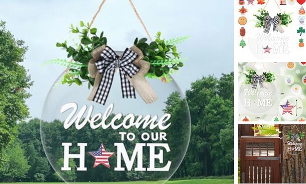 Acrylic Welcome Sign Front Door Decorations, Transparent Interchangeable