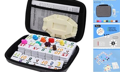 Mexican Train Dominoes Sets Double 12, Travel Mexican Train Game with 91 Number
