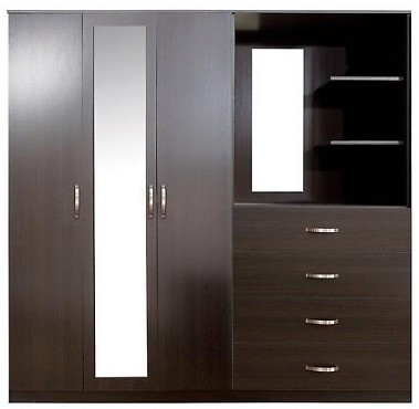 Peru 3 Door 4 Drawer Mirrored Combi Wardrobe H 181 5 W 200