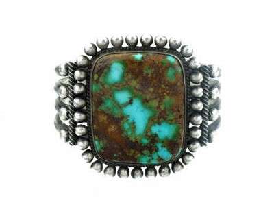 Edison Sandy Smith, Silver and Turquoise Cuff 6 3/4''