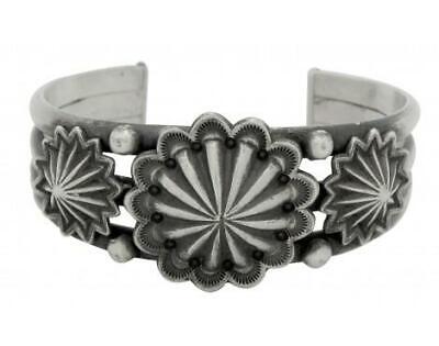 Edison Sandy Smith, Bracelet, Stamping, Sterling Silver, Navajo Handmade, 7 in