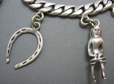 Signed Rosi Sterling Silver 925 Charm Bracelet Mexico Circa 1950's Heavy! 44.2Gr