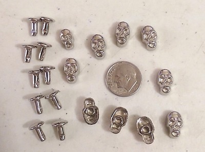 Pkg of 10 SILVER SKULLS Metal Rivet Studs 1/2'' x 5/16'' Crafts (1083) 9mm post
