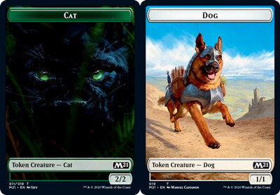 Cat (011/018)   Dog (019) Double-Sided Token - NM - FOIL - Core Set 2021
