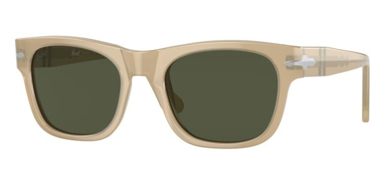 Pre-owned Persol 0po3269s 116931 Beige Opal/green Rectangle Unisex Sunglasses