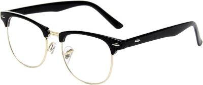 Shiratori New Vintage Fashion Half Frame Semi-Rimless Clear Lens Glasses Gold 